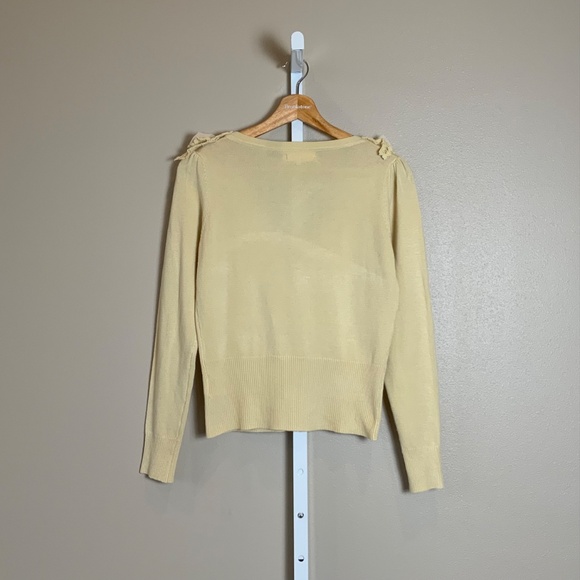 A’Reve Crochet Chiffon Bow V-neckline Cardigan Sweater - Picture 10 of 16